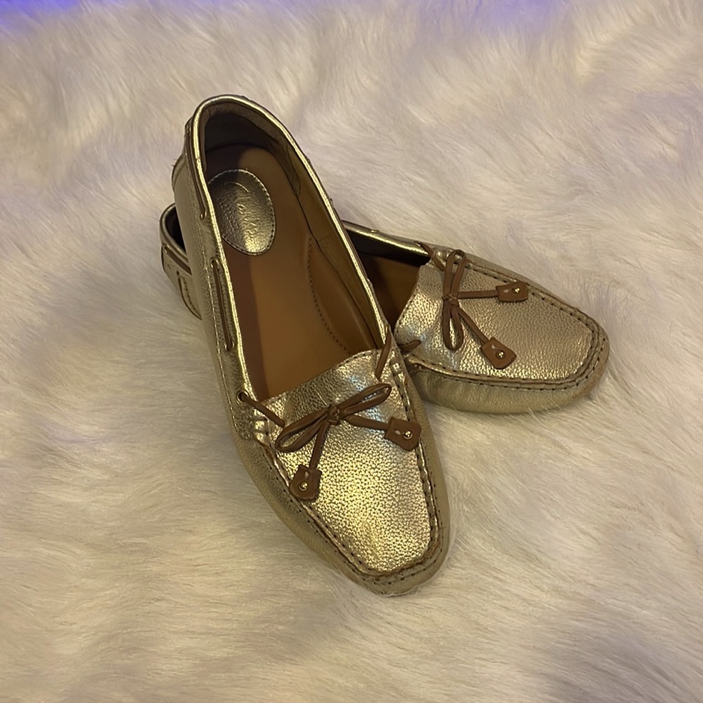 Clarks Gold Driving Loafers